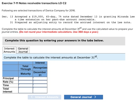 \ Exercise 7-11 Notes receivable transactions LO C2 Following are selected transactions
