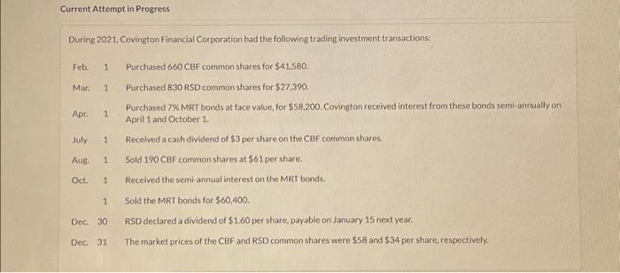  Current Attempt in Progress During 2021, Covington Financial Corporation had the