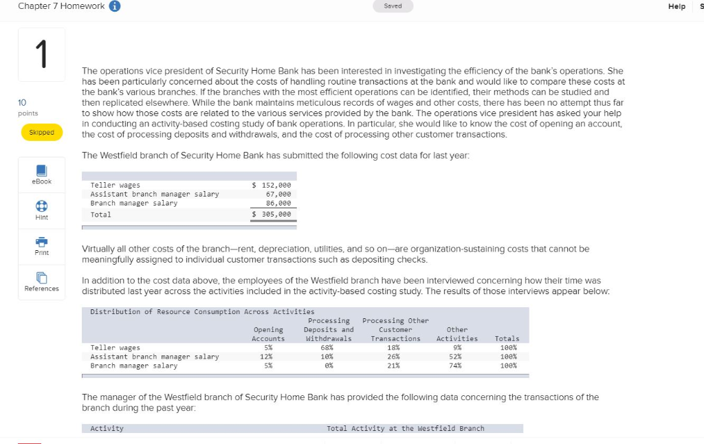  Chapter 7 Homeworki Saved Help 1 The operations vice president of