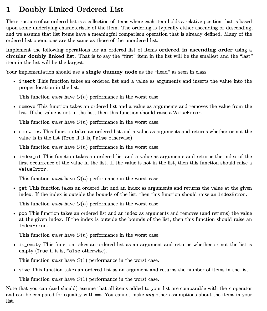  CODE IS IN PYTHON outline for ordered_list.py and ordered_list_tests.py has been