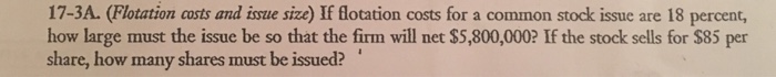  (Flotation costs and issue size) If flotation costs for a common