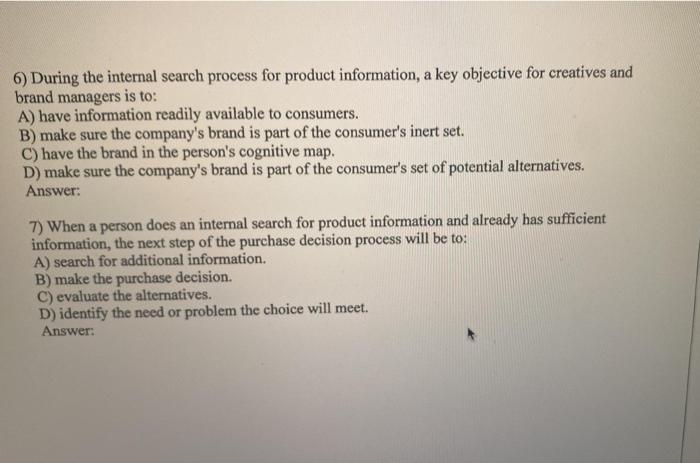  6) During the internal search process for product information, a key