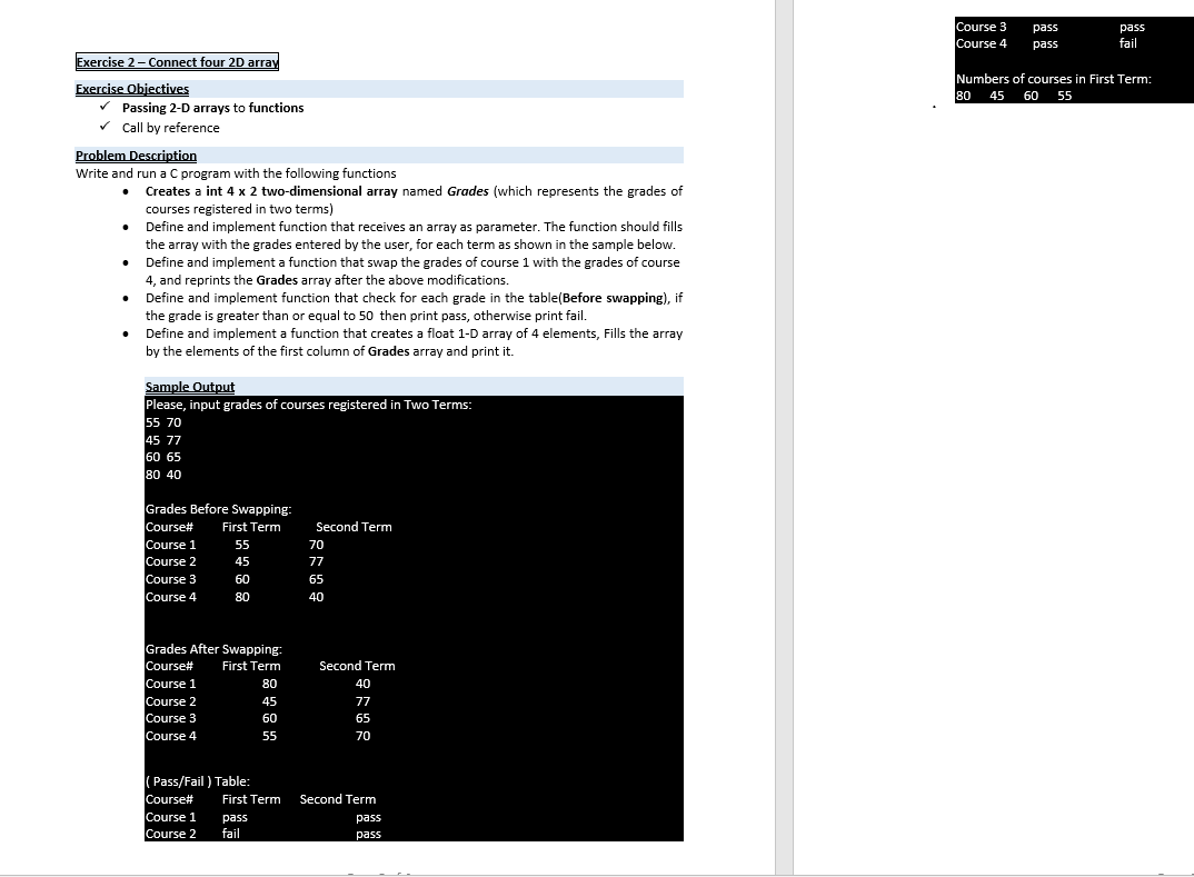  Course 3 Course 4 pass pass pass fail Exercise 2 -