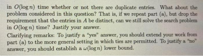 is concerned with the problem of searching a length-n array A (indexed