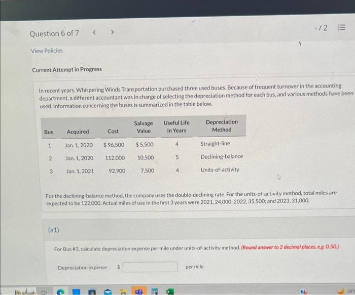  Current Attempt in Progress In recent years, Whispering Winds Transportation purchased