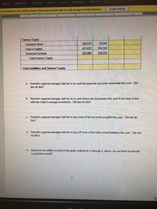 Rubric: Table complete and correct worth 5 points, each question "a through