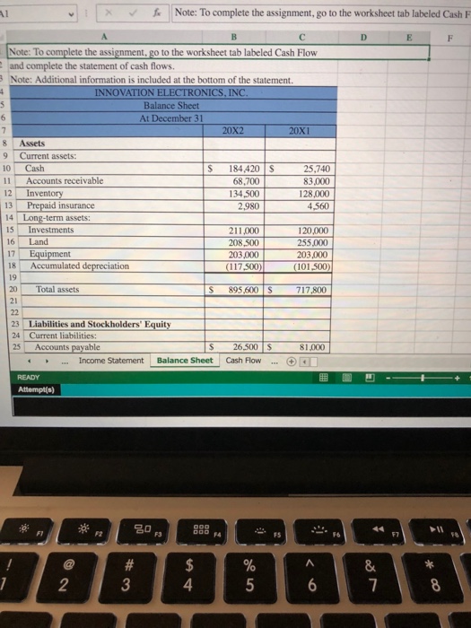 formulas that reference data from the income statement and balance sheet. The