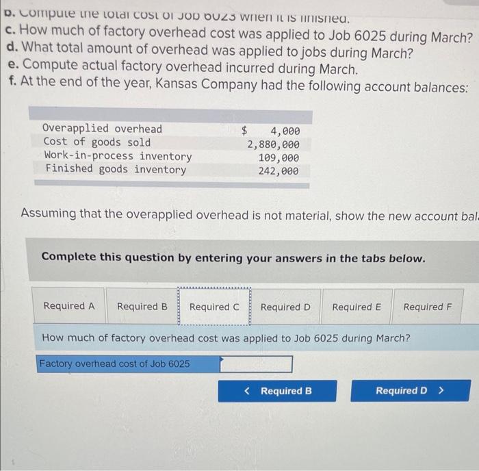 The following information is for March, when Jobs 6023 and 6024 were