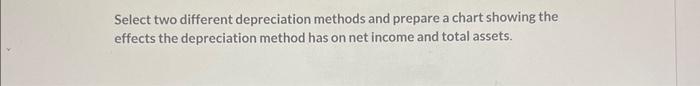  Select two different depreciation methods and prepare a chart showing the