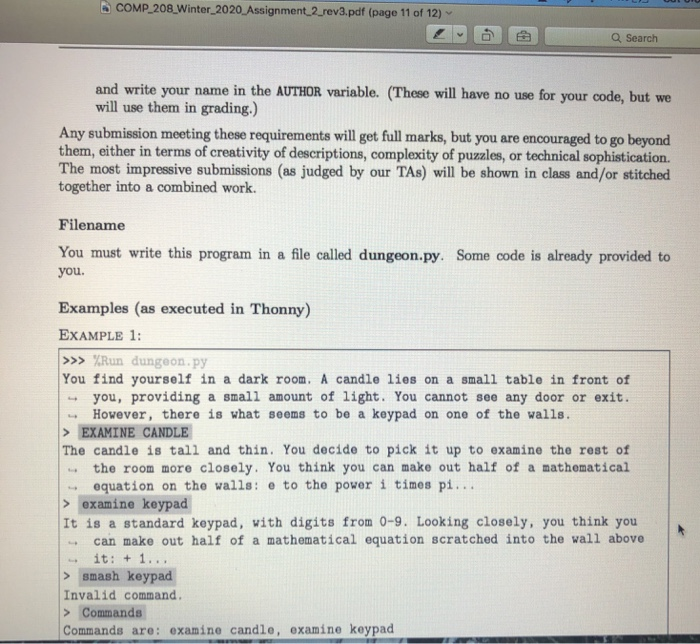 a command to interact with the objects and/or people in some way