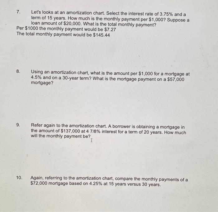  i need 7-10 7. Let's looks at an amortization chart. Select
