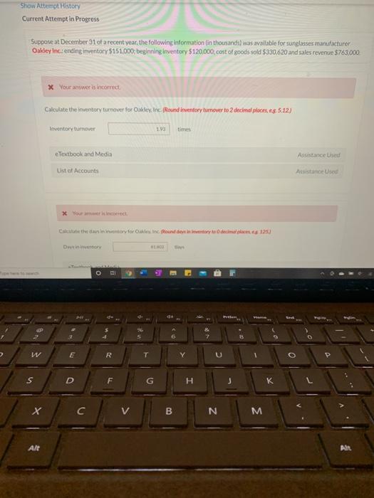  Show Attempt Restory Current Attempt in Progress Suppose at December 31