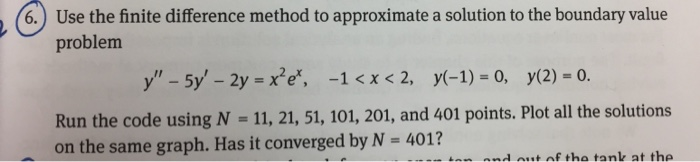  6.) Use the finite difference method to approximate a solution to