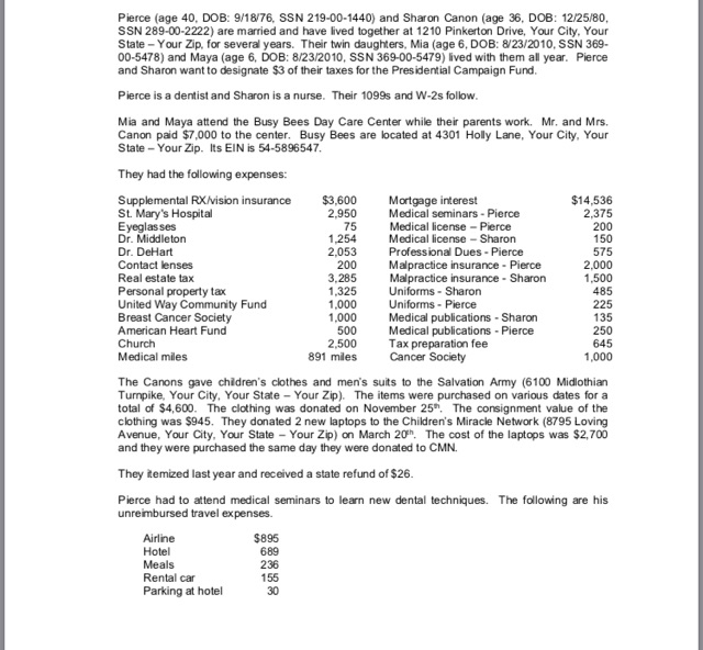 prepared for Pierce and Sharon Canon Which form should be used to