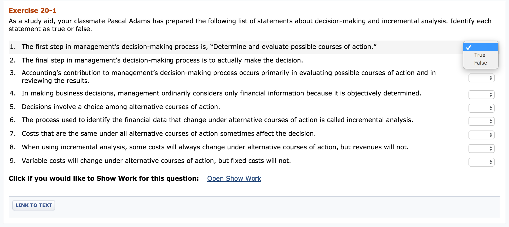 Exercise 20-1 As a study aid, your classmate Pascal Adams has