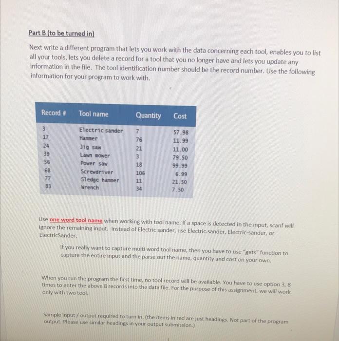 C++ coding with output SS please Part B (to be turned in)