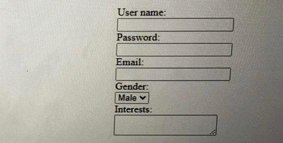  Write HTML code to create the following form: Note that you