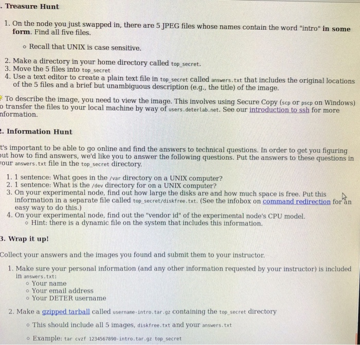  . Treasure Hunt 1. On the node you just swapped in,