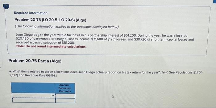  can anyone help me solve this? Required information Problem 20.75 (LO