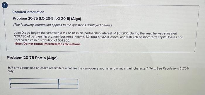 20-5, LO 20-6) (Algo) [The following information applies to the questions displayed