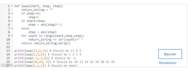 The loop function is similar to range(), but handles the parameters somewhat