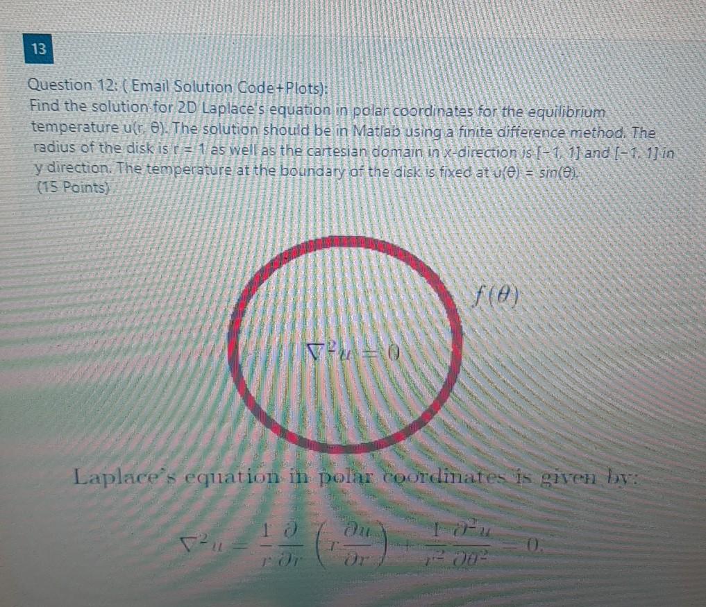  13 Question 12: ( Email Solution Code+Plots): Find the solution for