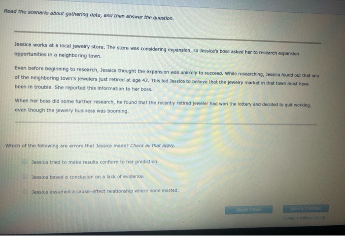  Read the scenario about gathering data, and then answer the question.