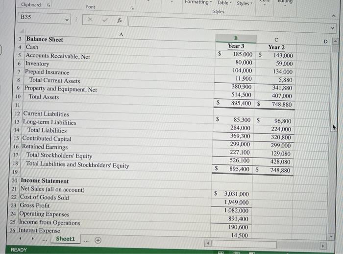  em Clipboard Formatting Table Styles Font Styles B35 fx D >