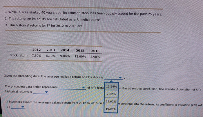 Historical data on realized returns is often used to estimate future resu