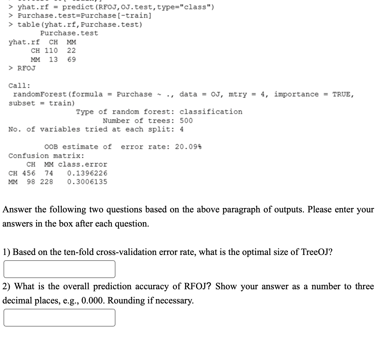 the other variables as predictors using the data OJ.csv. One tree model