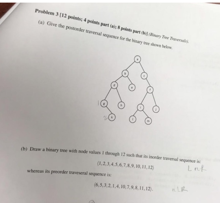  Problem 3 [12 points; 4 points part (a);8 points part (b)l