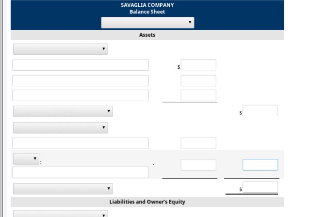 investments in the business in April SAVAGLIA COMPANY Worksheet (partial) For the