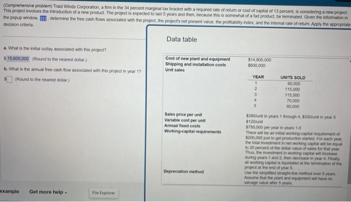 please type out answers and make sure to answer for all the