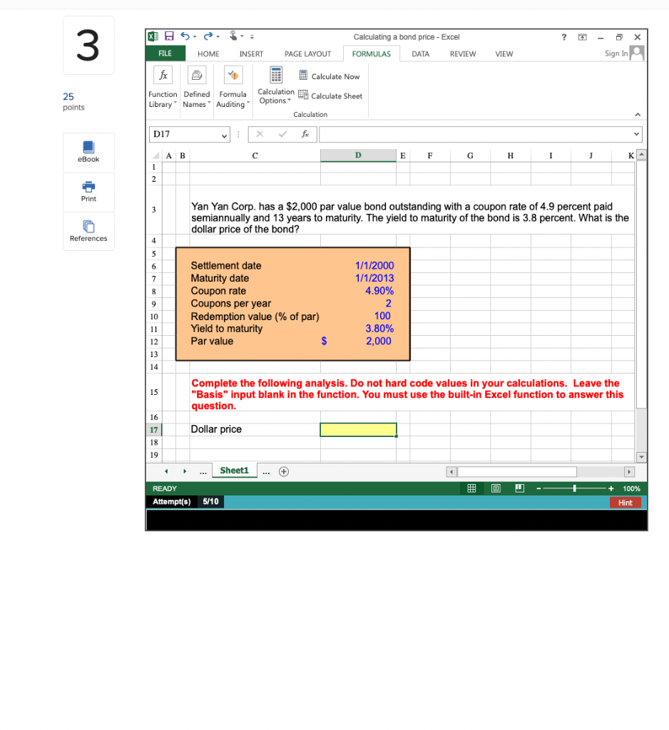  Need help with the excel formula for =Price( and =PV( ?