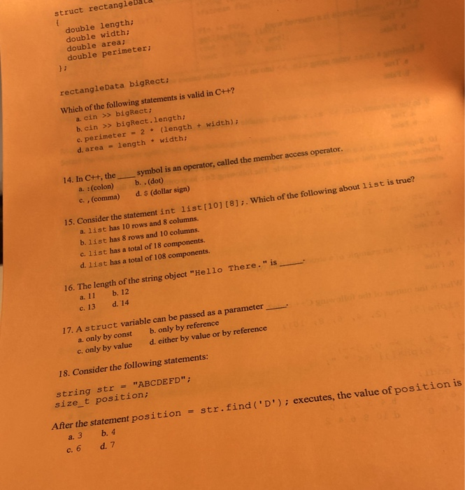  struct rectanglebald double length; double width; double area; double perimeter: rectangleData