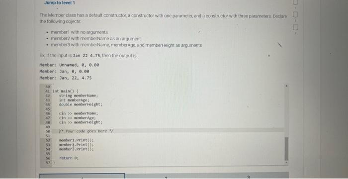 parameter, and a constructof with three paraineters. Dectate the following objects -