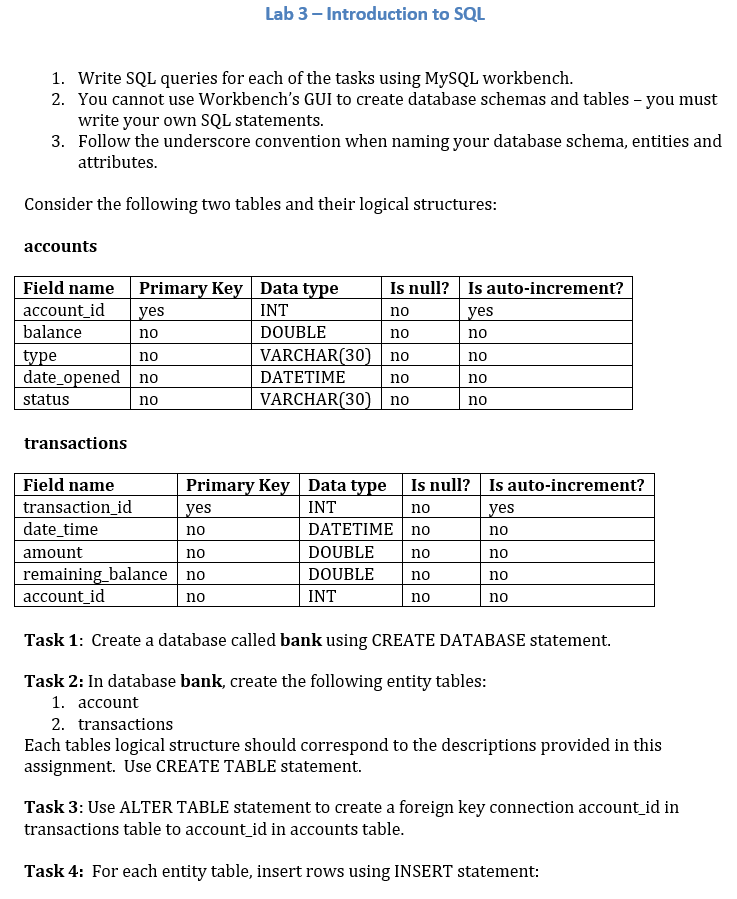  Lab 3-Introduction to SQ 1. 2. Write SQL queries for each