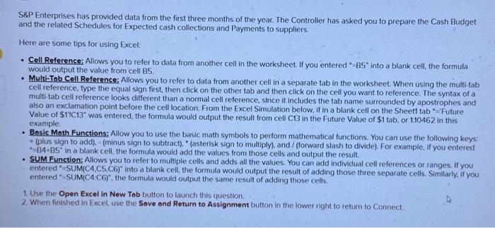  S\&P Enterprises has provided data from the first three months of