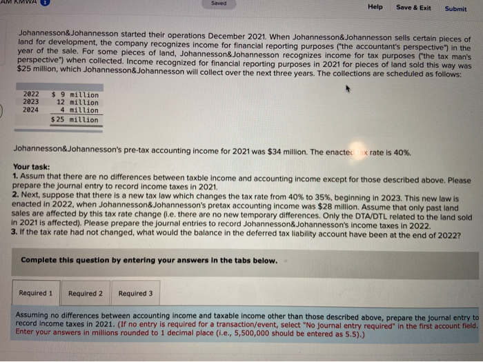  thank you AM RMVA Saved Help Save & Exit Submit Johannesson&Johannesson