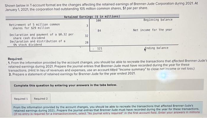  Shown below in T-account format are the changes affecting the retained