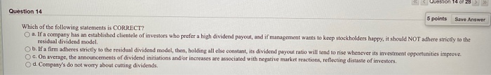  Queson 14 Question 14 5 points Save Answer Which of the
