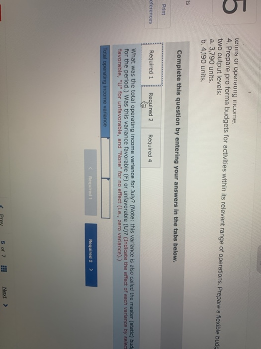 the Total Operating- Income Variance; Spreadsheet Application (LO 14-1, 14-2, 14-3) The
