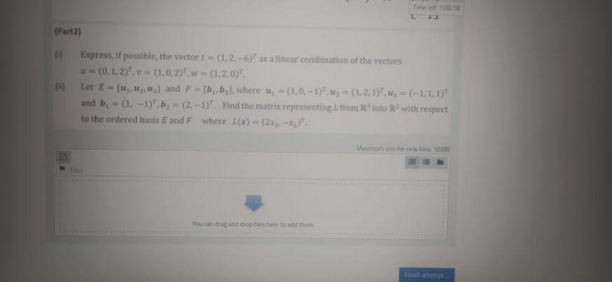  Title 1000 (Part2) 00 MI) Express. if possible, the vector (1,2-6)