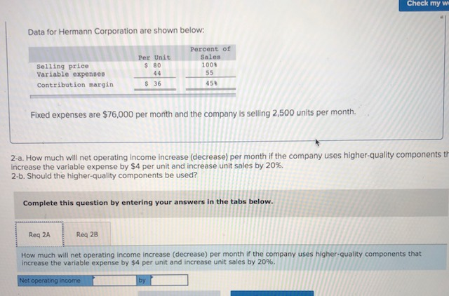 Check my w Data for Hermann Corporation are shown below: Selling