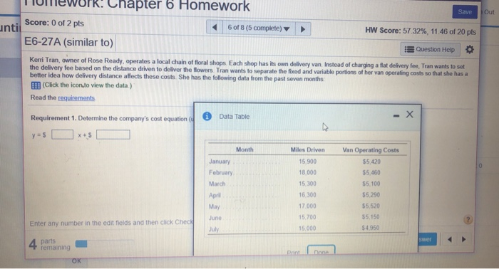  Out Chapter 6 Homework Save until Score: 0 of 2 pts