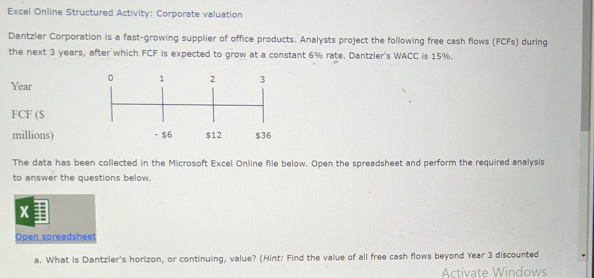 5 FCF2 6 FCF3 7 Constant growth rate, gn 8 WACC 9