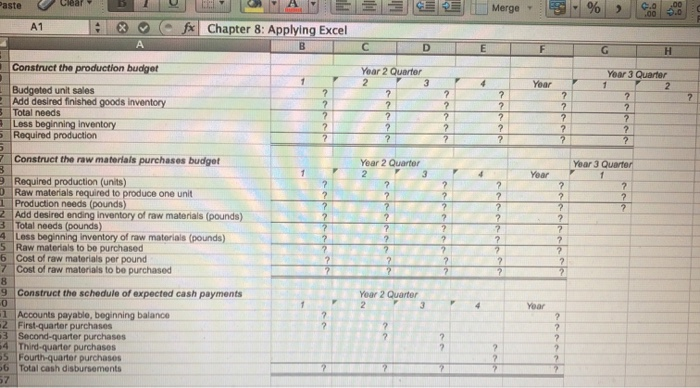 "=B5". Check your worksheet by changing the budgeted unit sales in Quarter