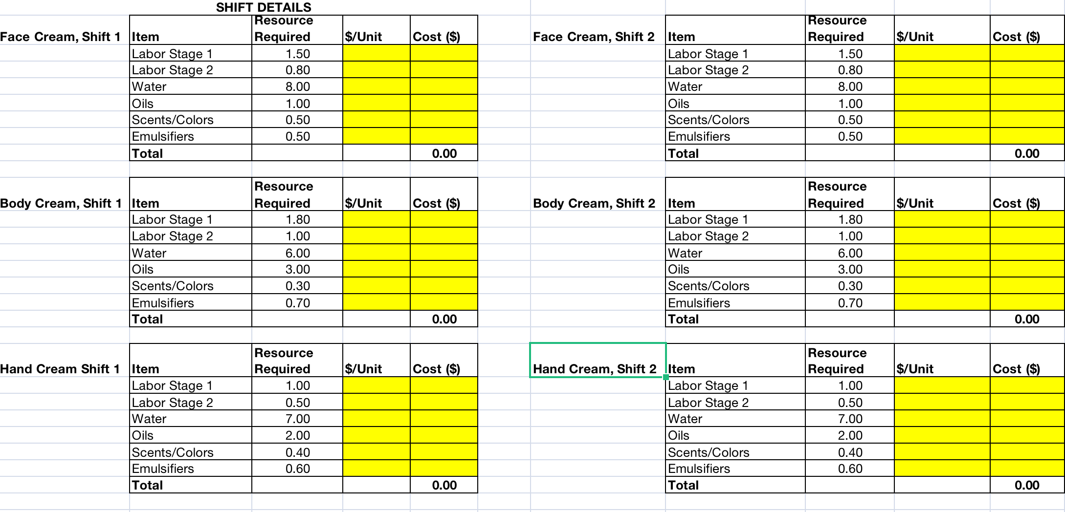You will now calculate and analyze data based on information provided in