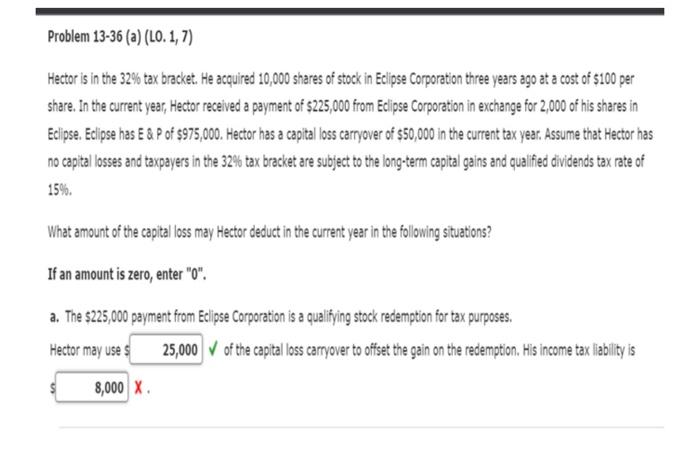Help me to answer the last part Problem 13-36 (a) (LO. 1,