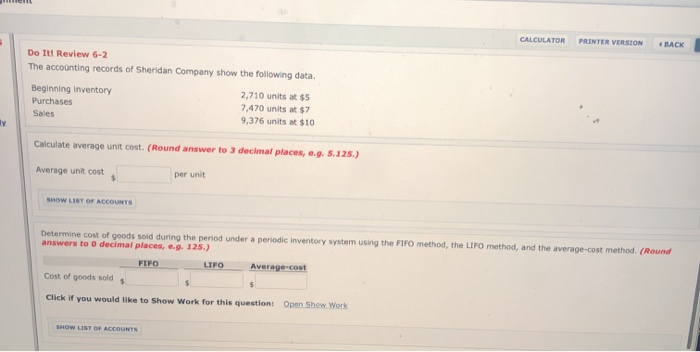  CALCULATOR PRINTER VERSION BACK Do It Review 6-2 The accounting records